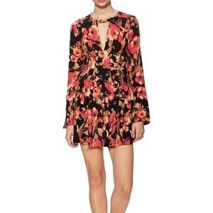 FREE PEOPLE FLORAL LONG SLEEVE TEGAN DRESS
